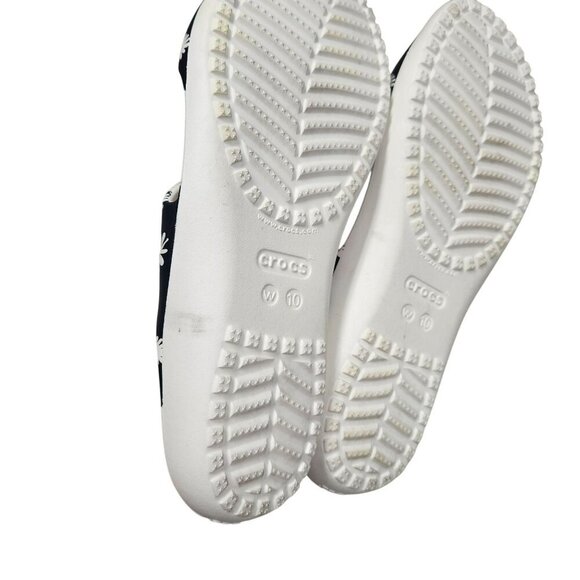 Crocs Womens‎ Daisy Print Black/White Slides Size W10 - Picture 7 of 8